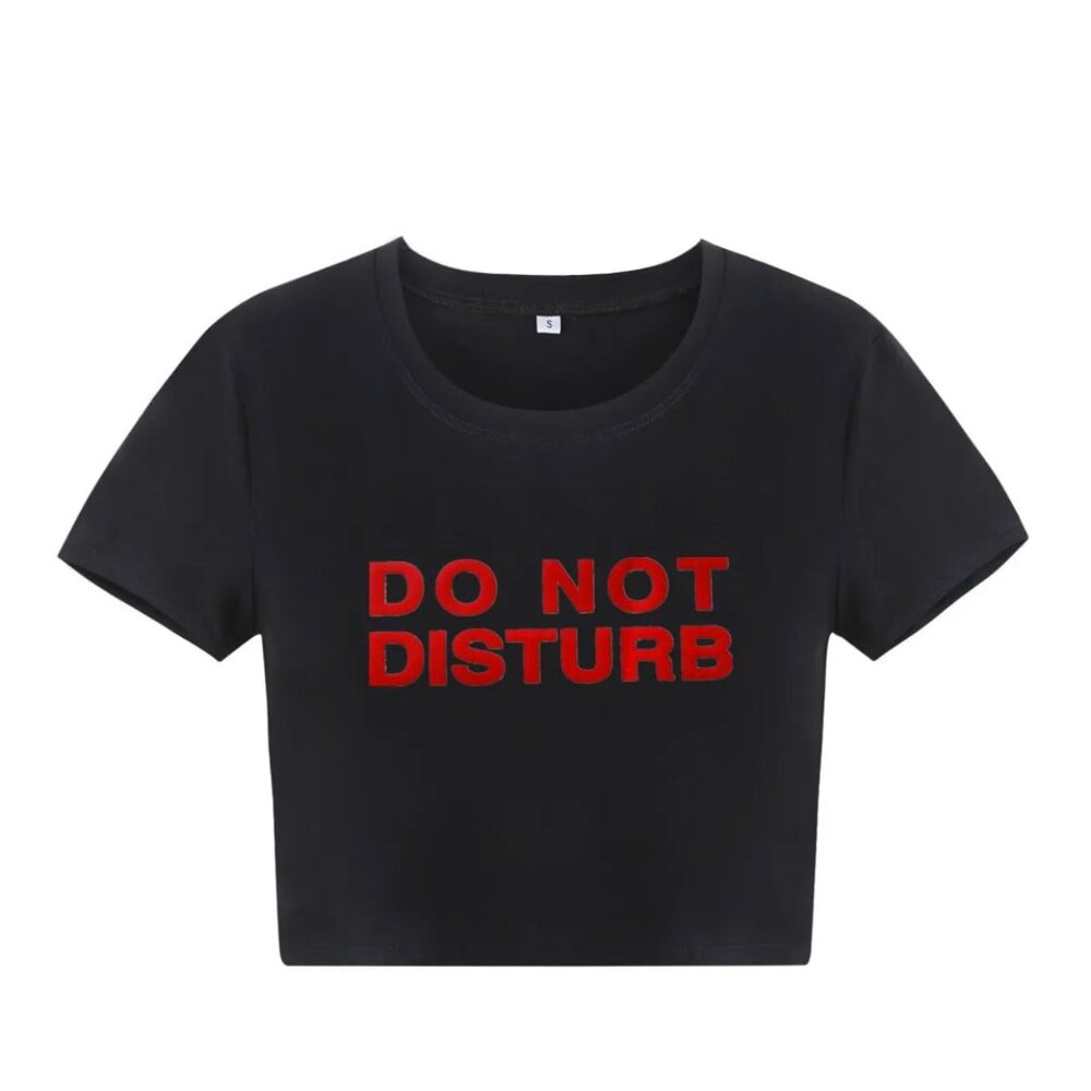 black crop top red letters